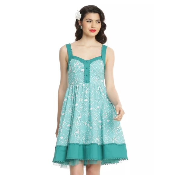 Disney The Little Mermaid Retro Tank Dress w/ Pockets Large Teal HTF Rare - Picture 1 of 12